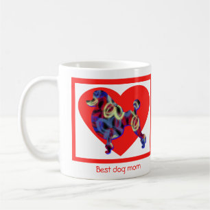 Caneca De Café Poodle Dog Silhouette Dia de os namorados Red Hear