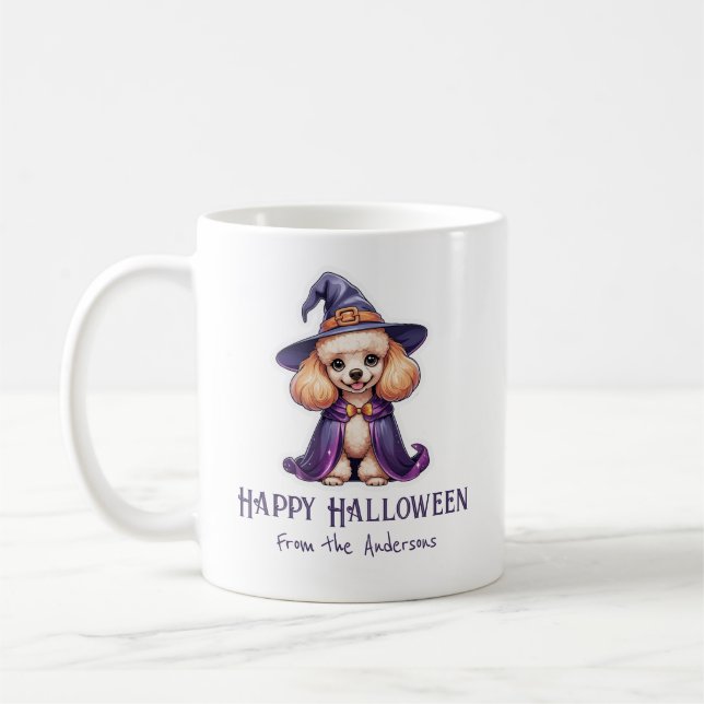 Caneca De Café Poodle Feliz Halloween (Esquerda)