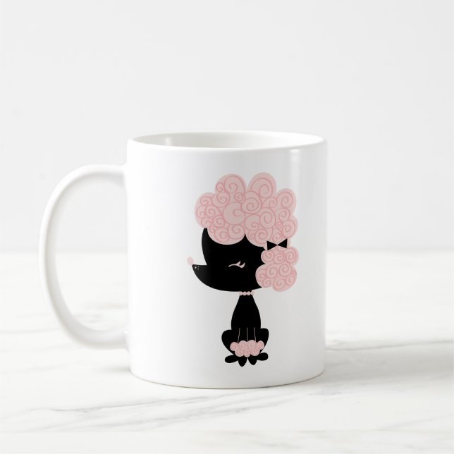 Caneca De Café Poodle Francês de Desenho Animado (Esquerda)