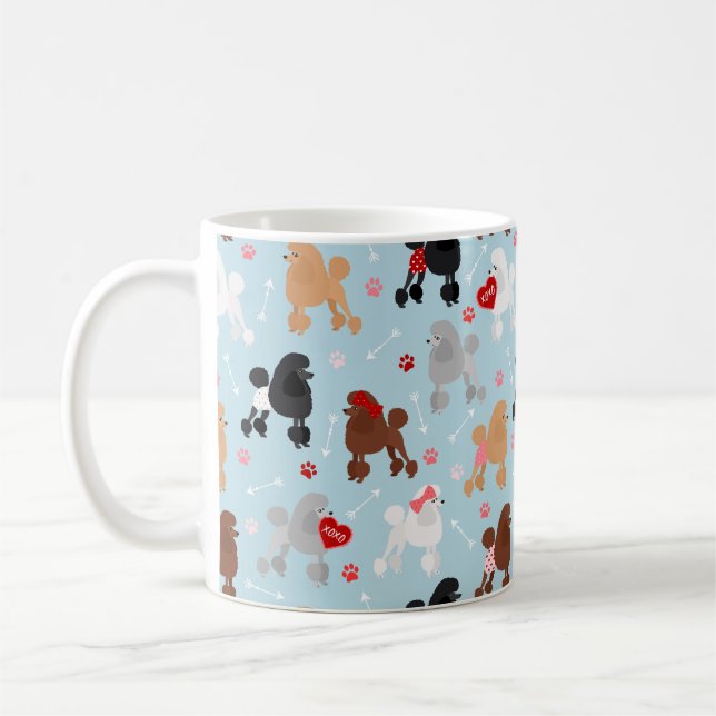 Caneca De Café Poodle Namorados Padrão de Café (Esquerda)
