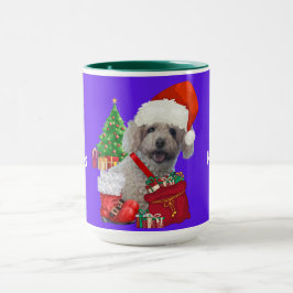 Caneca de Café Poodle Natal Férias Felizes