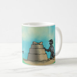 Caneca De Café Poodle Negra com Sandcastle
