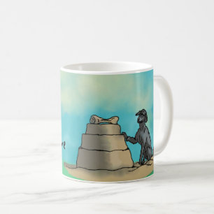 Caneca De Café Poodle Negra com Sandcastle