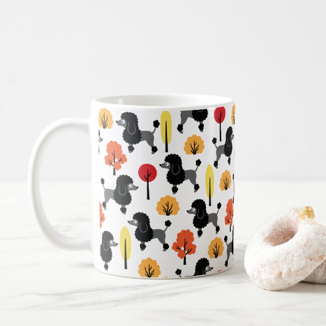 Caneca De Café Poodle no parque (Com Donut)