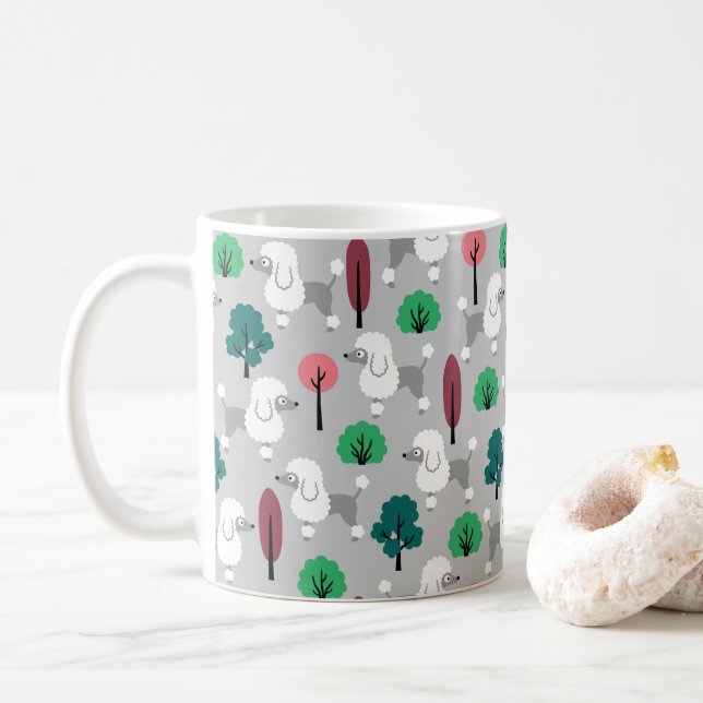Caneca De Café Poodle no parque (Com Donut)