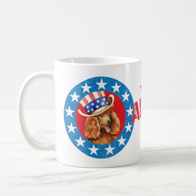Caneca De Café Poodle Patriótico (Esquerda)