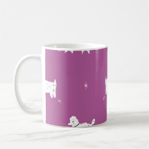 Caneca De Café Poodle Roxo: Padrão Retroativo Monocromático