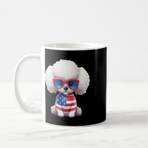 Caneca De Café Poodle Toy Com Bandeira Patriótica Dos EUA Dia Da