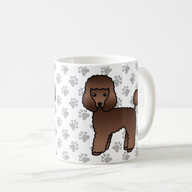 Caneca De Café Poodle Toy Marrom Fofo Cachorro Cartoon (Frente Esquerda)