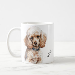 Caneca De Café Poodle Watercolor Art Adorável - Amantes de Cachor