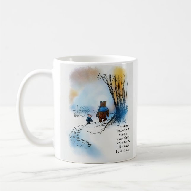 Caneca De Café Pooh quote "Even when we're apart (Esquerda)