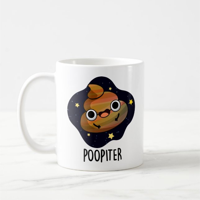 Caneca De Café Poopiter Funny Planet Jupiter Pun (Esquerda)
