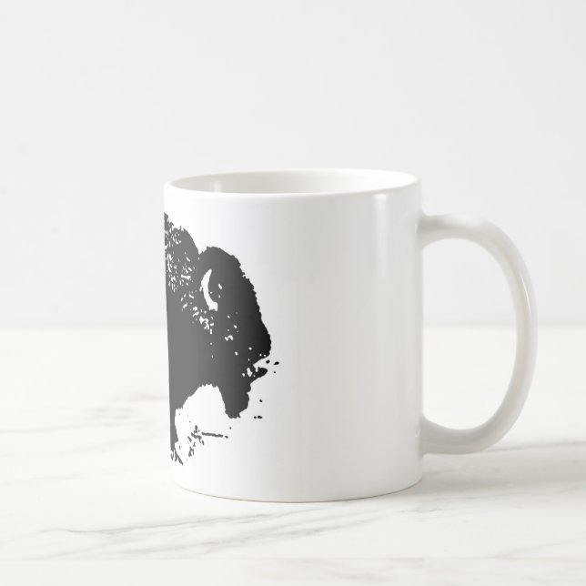 Caneca De Café Pop Art Black White Buffalo Bison Silhouette (Direita)