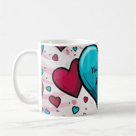 Caneca De Café Pop-Art Blue Red Hearts All-Over-Impressão Meias