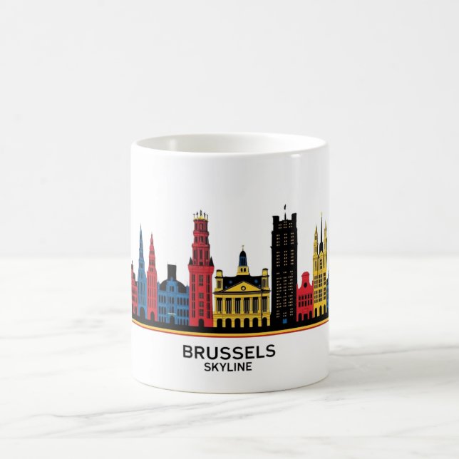 Caneca De Café Pop-Art Bruxelas Skyline 1 (Centro)