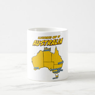 Caneca De Café Pop Art Ilustrado Austrália
