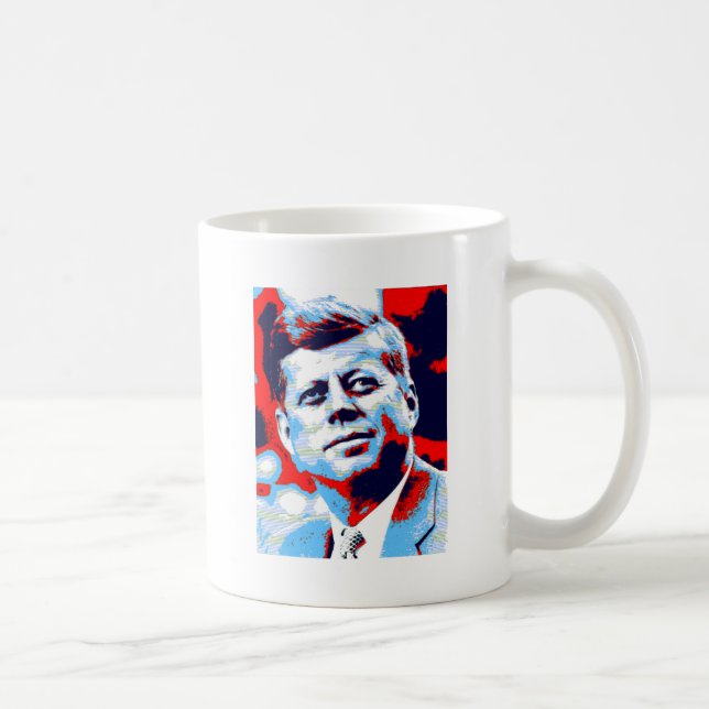 Caneca De Café Pop Art JFK John F. Kennedy Red Blue (Direita)