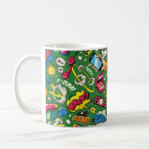 Caneca De Café Pop art padrão colorido sem costura com música c