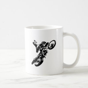 Caneca De Café Pop de Arte Branca Negra Motocross Motorcyesporte
