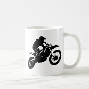 Caneca De Café Pop de Arte Branca Negra Motocross Motorcyesporte