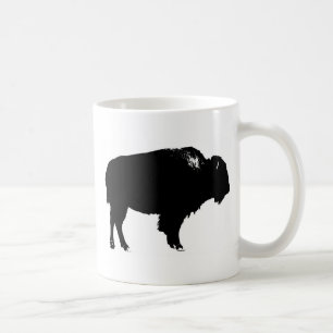 Caneca De Café Pop de Arte de Bison Bison Branco e Preto