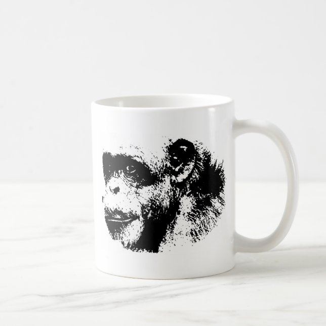 Caneca De Café Pop de arte em chimpanzé preto-e-branco (Direita)