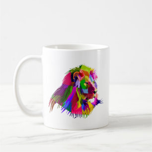 Caneca De Café Pop de Arte Prismática de Leão-62502