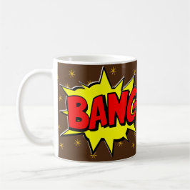 Caneca De Café Pop de BD Arte Amarelo BANG Vermelho Marrom Stars