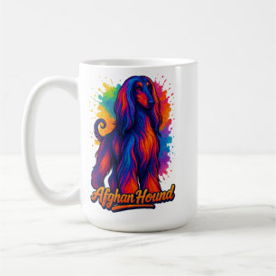 Caneca De Café Pop de Cão Afegão - Cão Colorido Vibrante
