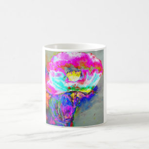 Caneca De Café Pópia rosa, pintura floral aquosa