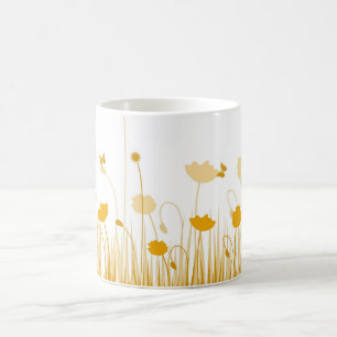 Caneca De Café Pópias brancas e laranja minimalistas