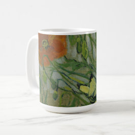 Caneca De Café Poppies e Borboletas de Vincent Van Gogh Poste