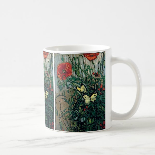Caneca De Café Poppies e Borboletas Van Gogh de Belas Artes (Direita)