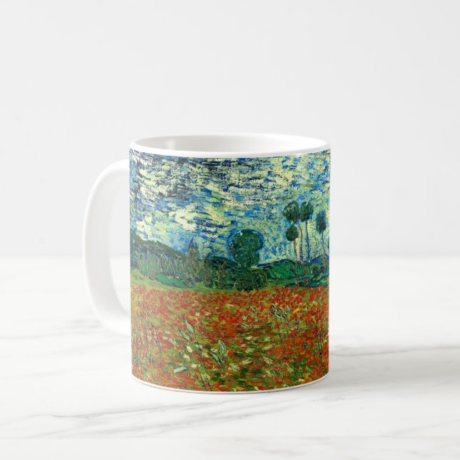 Caneca De Café Poppy Field por Vincent Van Gogh (Frente Esquerda)