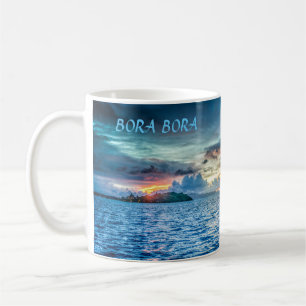 Caneca De Café Por do sol de Bora Bora através do oceano