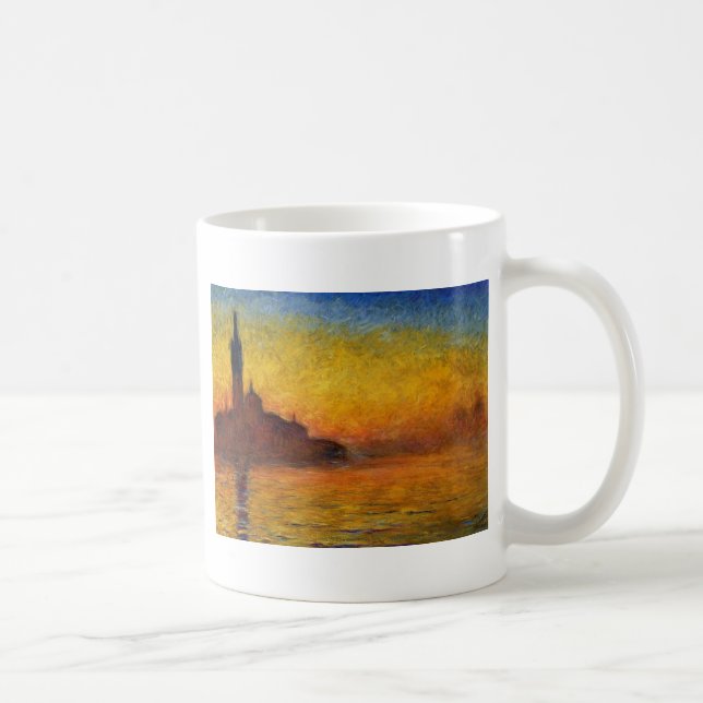 Caneca De Café Pôr do Sol de Monet Veneza Impressionismo Artístic (Direita)