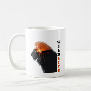 Caneca De Café Pôr do Sol do Leão: Majestade da Vida Selvagem