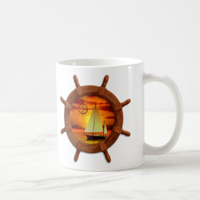 Caneca De Café Por do sol do veleiro (Direita)