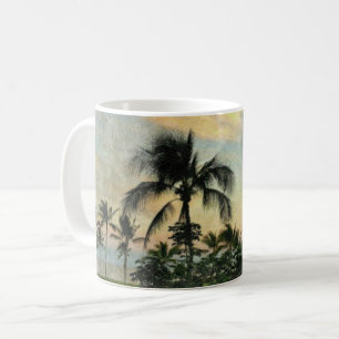 Caneca De Café Por do sol e árvores tropicais