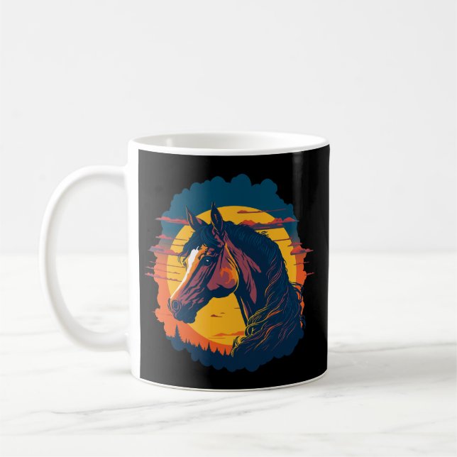 Caneca De Café Pôr Do Sol E Cabeça De Cavalo (Esquerda)