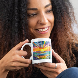 Caneca De Café Pôr do sol em aquarela sobre a água