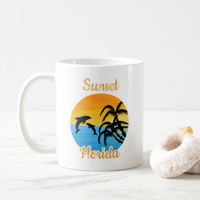 Caneca De Café Pôr do Sol em Flórida Coffee Mug (Com Donut)
