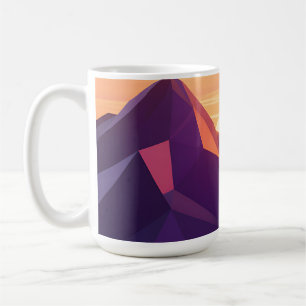 Caneca De Café Pôr do Sol Geométrico de Montanha Low Poly