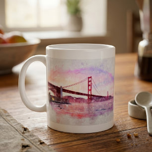 Caneca De Café Pôr do sol Golden Gate Bridge Pastel em São Franci