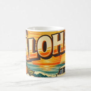 Caneca De Café Pôr do sol na ilha da praia de Aloha 