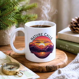 Caneca De Café Pôr do Sol na Montanha Natureza Chama