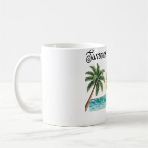 Caneca De Café Pôr do Sol na Praia do Flamingo Tropical - Férias