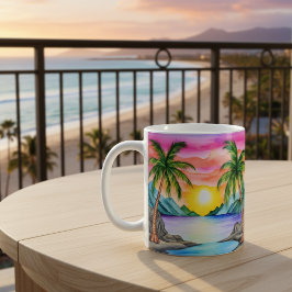 Caneca De Café Pôr do sol na praia tropical da ilha