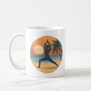 Caneca De Café Pôr do Sol na Praia Yoga Silhueta   Vida de Iogue 