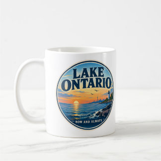 Caneca De Café Pôr do sol no Lago Ontário Farol Vintage